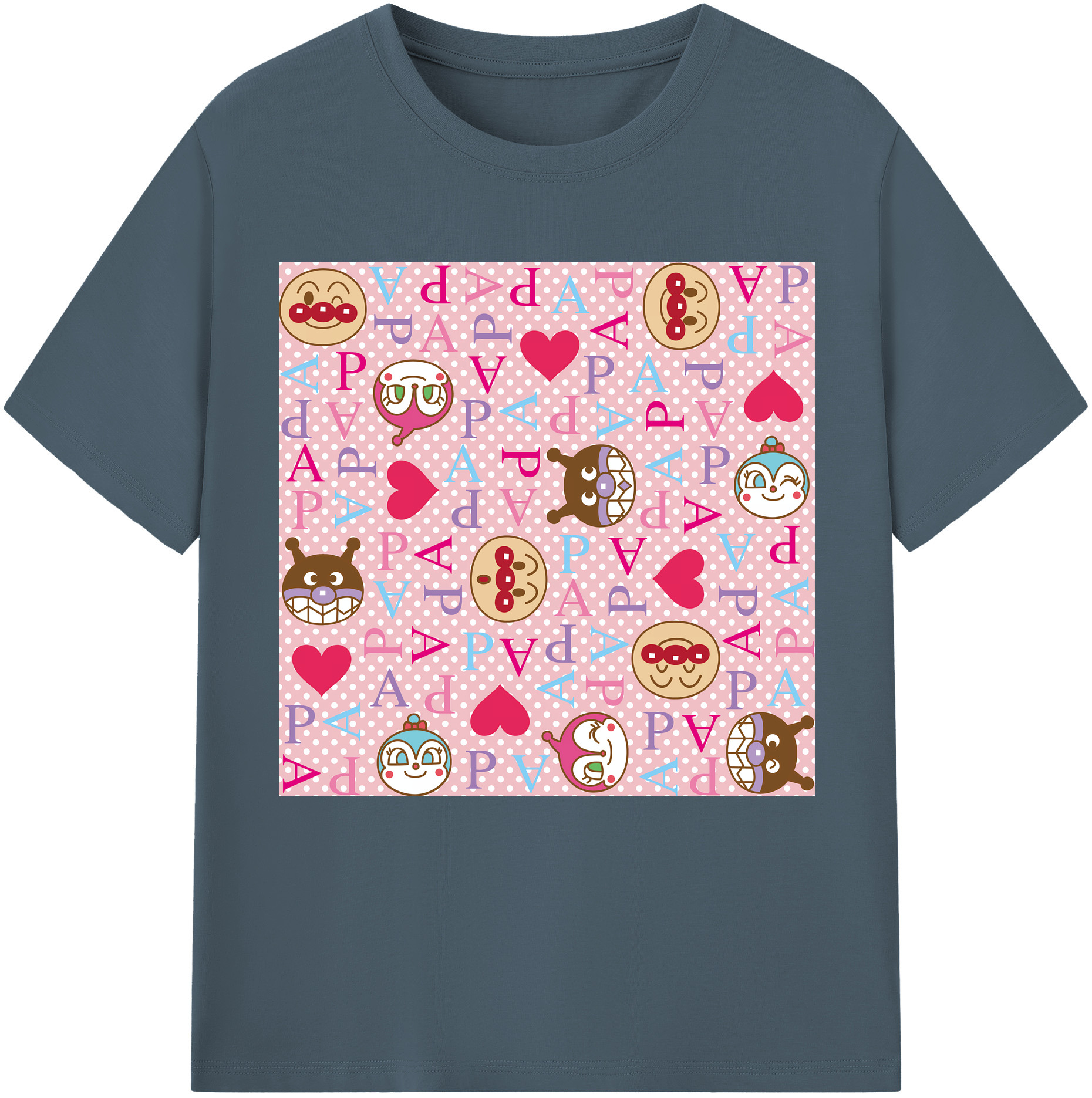 （画像用） アンパンマン Anpanman 綿100％半袖Tシャツ（フロントプリント）